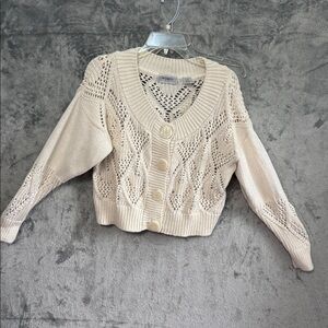 Words Lg vintage ivory cable knit cropped sweater